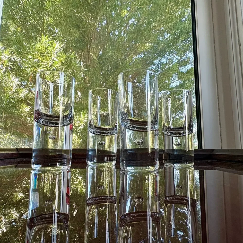 Kosta Boda Pippi Shot Glasses Set of 4 Clear Control Bubble Sweden